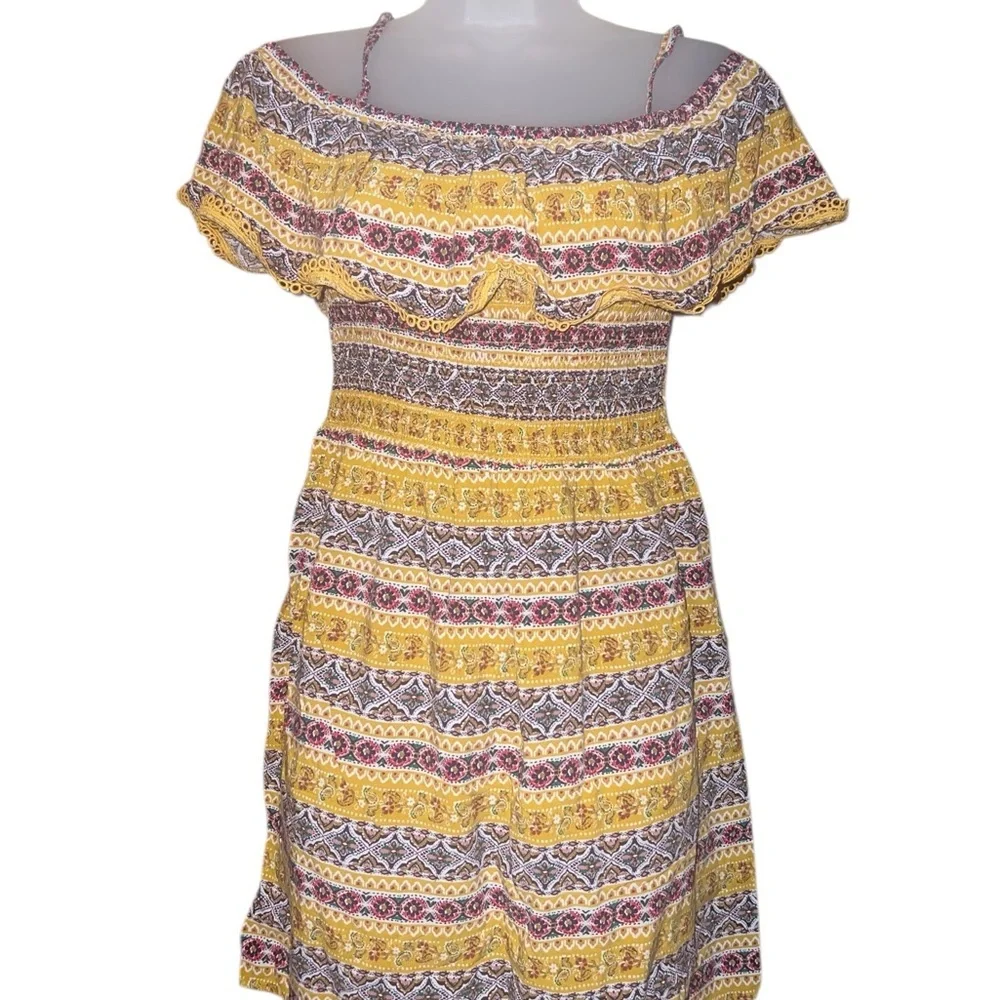 Lily Rose Yellow and Brown Patterned Mini Dress - Picture 9 of 10